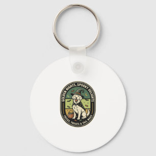 Halloween Golden Retriever Spooky Night Club Keychain