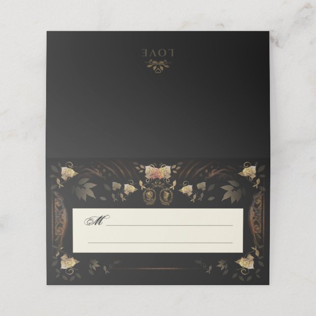 Halloween Golden Skeletons Blank Pack Place Cards (Outside Unfolded)