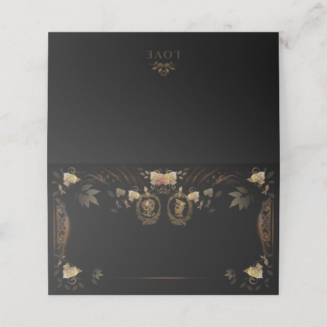 Halloween Golden Skeletons Blank Pack Place Cards (Outside Unfolded)