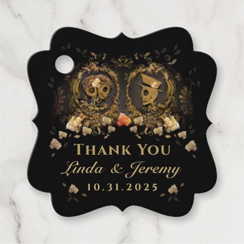 Halloween Golden Skeletons Elegant Thank You Favor Favor Tags