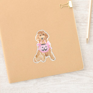 Halloween Goldendoodle Pumpkin Trick or Treating Sticker