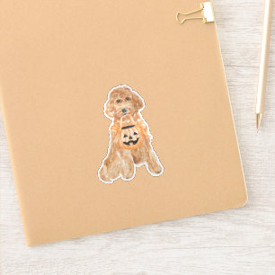 Halloween Goldendoodle Pumpkin Trick or Treating Sticker