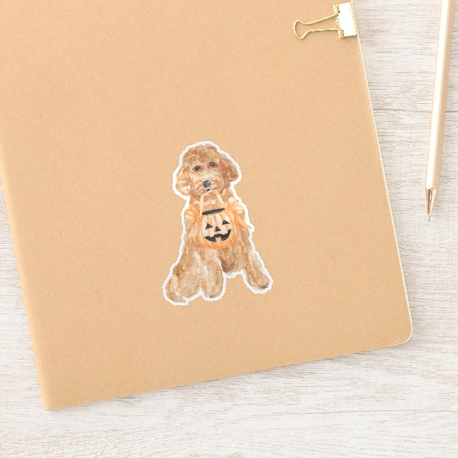 Halloween Goldendoodle Pumpkin Trick or Treating  Sticker (Notebook)