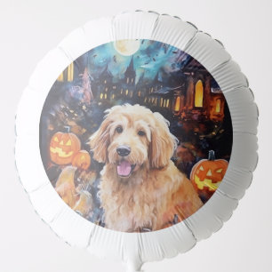 Halloween Goldendoodle With Pumpkins Scary Balloon