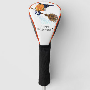 Halloween Golf Head Cover Witch Pumpkin with Broom