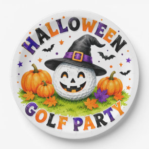 Halloween Golf Party Witch Hat Golf Ball Paper Plates
