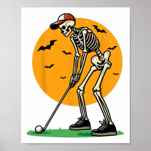 Halloween Golf Skeleton Golfer Funny Halloween Gol Poster