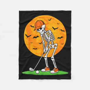 Halloween Golf Skeleton Soky Golfer Halloween Golf Fleece Blanket