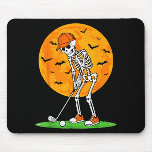 Halloween Golf Skeleton Soky Golfer Halloween Golf Mouse Pad