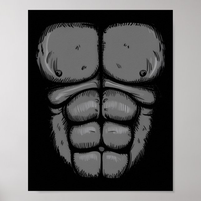 Halloween Gorilla Monkey Belly Chest Costume Men B Poster (Front)