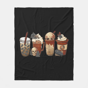 Halloween Goth girl coffee pumpkin spice latte ice Fleece Blanket