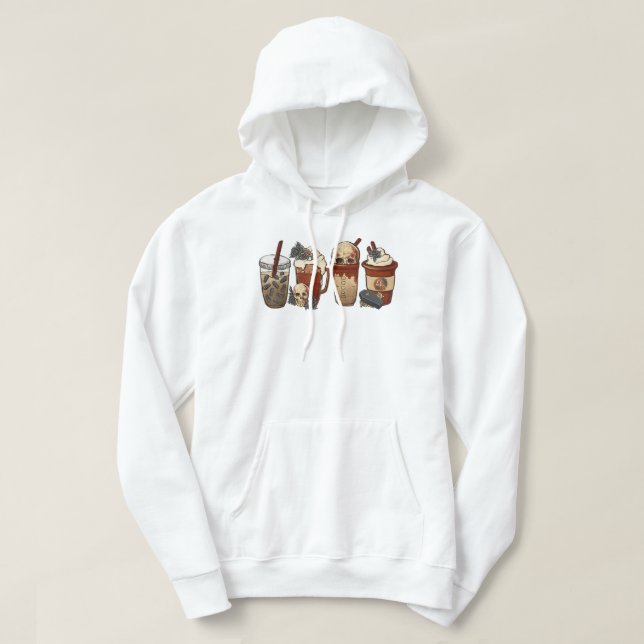 Halloween Goth girl coffee pumpkin spice latte ice Hoodie (Design Front)