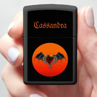 Halloween Goth Heart & Bat Wings Personalized