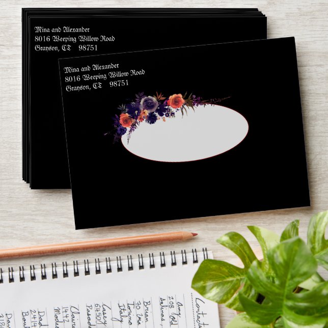  Halloween Goth Purple Black Crimson Wedding  Envelope (Stacked)