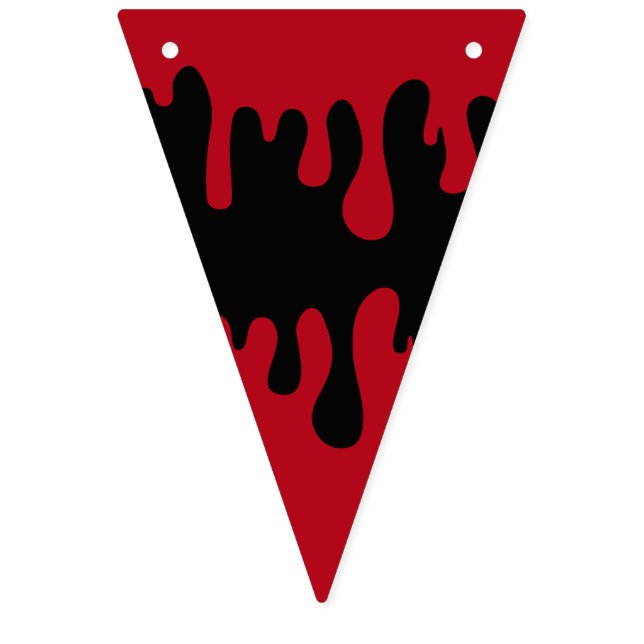 Halloween Goth Red Black Dripping Blood Pattern Bunting Flags (First Flag)