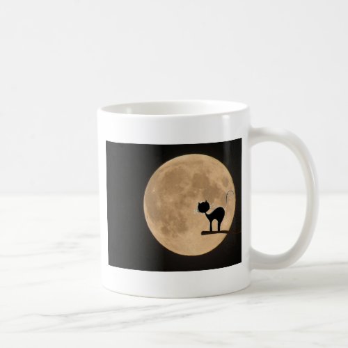 Halloween gothic black cat with full moon coffee mug