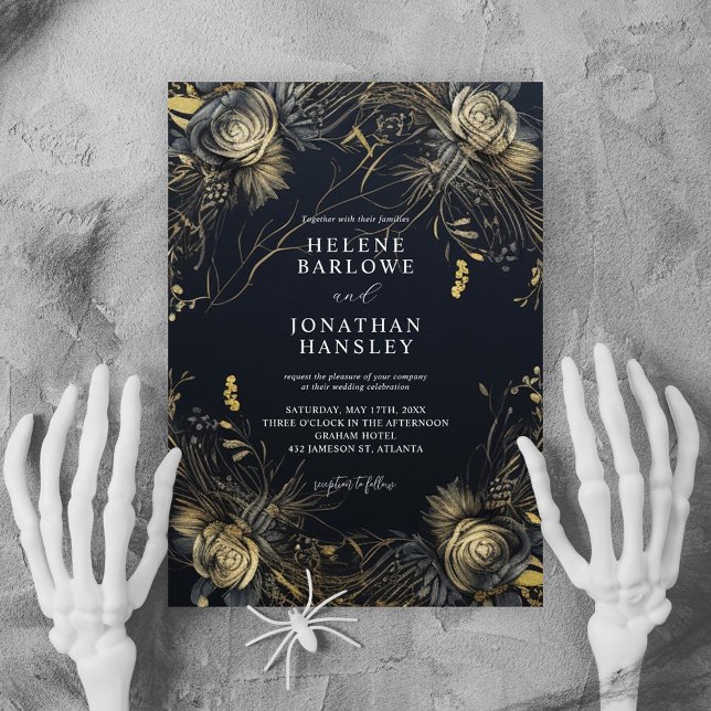 Halloween Gothic Black Wedding Invitation (Halloween Gothic Black Wedding Invitation)