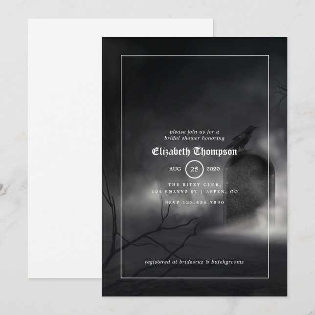 Halloween Gothic Bridal Shower Invitation (Front/Back)