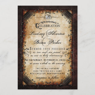 Halloween Gothic Brown Skeleton Wedding RECEPTION Invitation