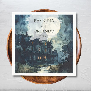Halloween Gothic Castle Moon Wedding Napkins