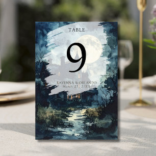 Halloween Gothic Castle Moon Wedding Table Number