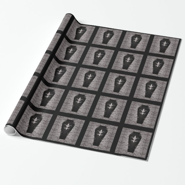Halloween Gothic coffins in black and gray Wrapping Paper (Unrolled)