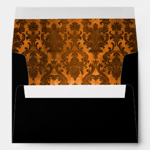 Halloween Gothic Damask Orange Return Address Envelope