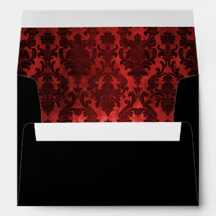 Halloween Gothic Damask Red Return Address Envelope