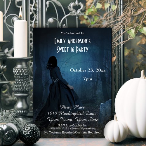 Halloween Gothic Graveyard Costume Sweet 16 Invitation