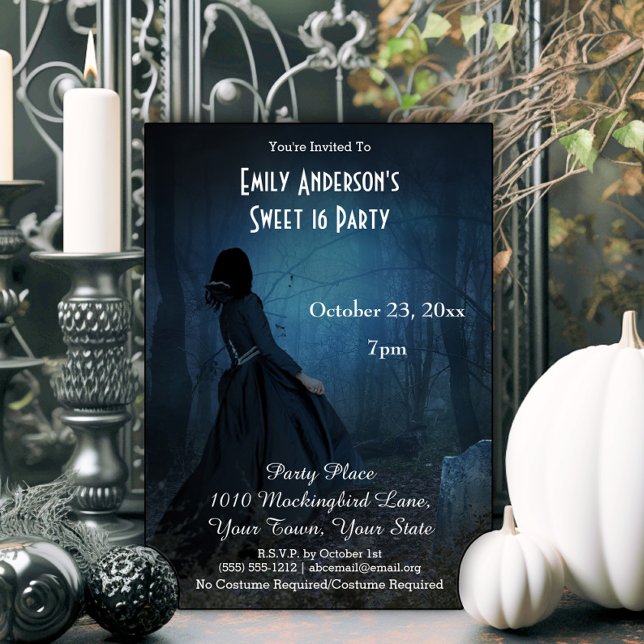 Halloween Gothic Graveyard Costume Sweet 16 Invitation (Creator Uploaded)