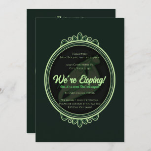 Halloween Gothic Green Horse Skull Elopement Invitation
