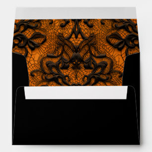 Halloween Gothic Lace Orange Return Address Envelope