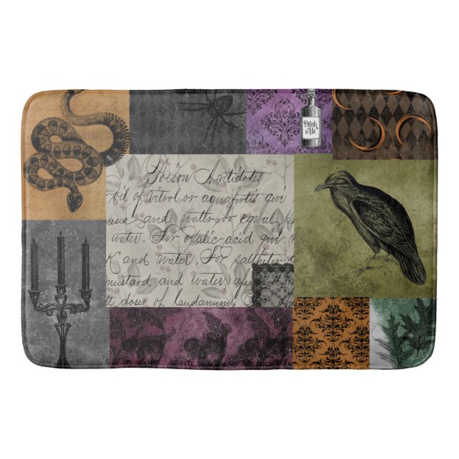 Halloween Gothic Medieval Spooky Apothecary Art Bath Mat (Front)