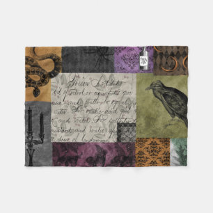 Halloween Gothic Medieval Spooky Apothecary Art Fleece Blanket