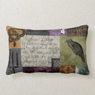 Halloween Throw Pillow/ Gothic Medieval Spooky Apothecary Purple