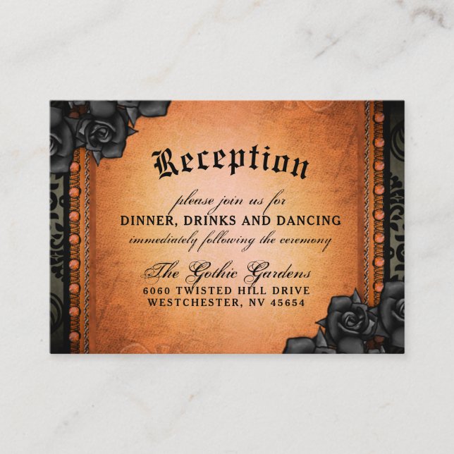 Halloween Gothic Orange Black 3.5 x 2.5 Reception Enclosure Card (Front)