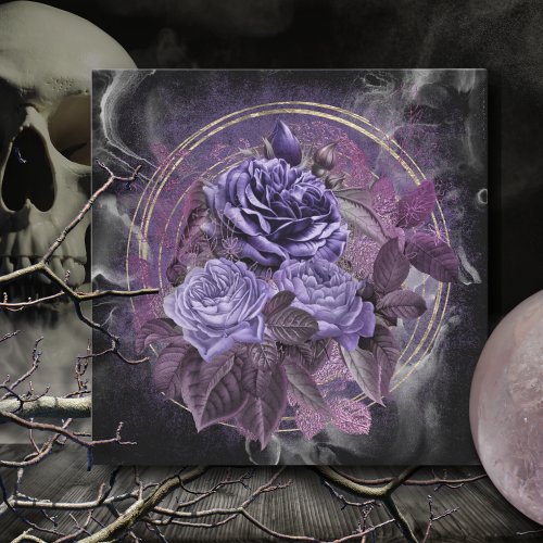 Halloween Gothic Purple Roses Invitation