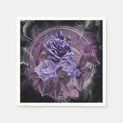 Halloween Gothic Purple Roses  Napkins