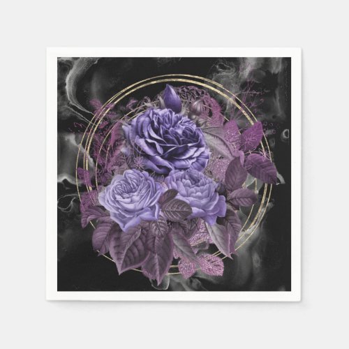 Halloween Gothic Purple Roses  Napkins