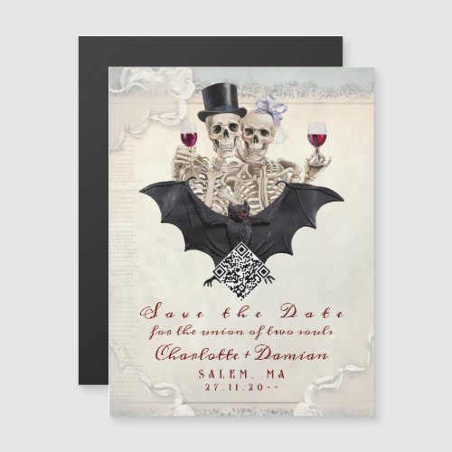 Halloween Gothic QR CODE Save The Date Wedding Magnetic Invitation
