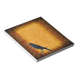 Halloween Gothic Raven on Orange Notepad