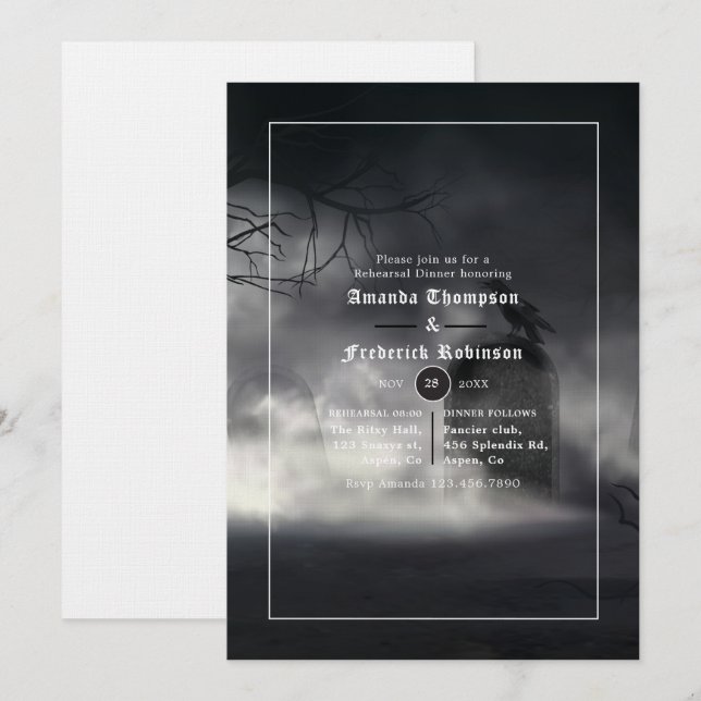 Halloween Gothic Rehearsal Dinner In Invitation (Front/Back)