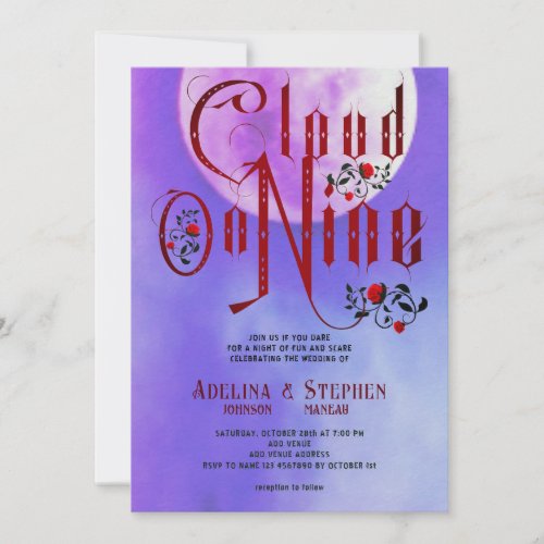 Halloween Gothic Script  Roses Cloud Nine Wedding Invitation