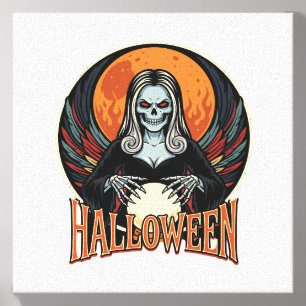 Halloween Gothic Skeleton Fortune Teller Vector Ar Canvas Photo Tile