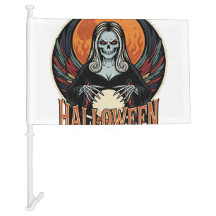 Halloween Gothic Skeleton Fortune Teller Vector Ar Car Flag