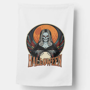 Halloween Gothic Skeleton Fortune Teller Vector Ar House Flag