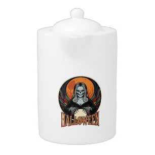 Halloween Gothic Skeleton Fortune Teller Vector Ar Teapot