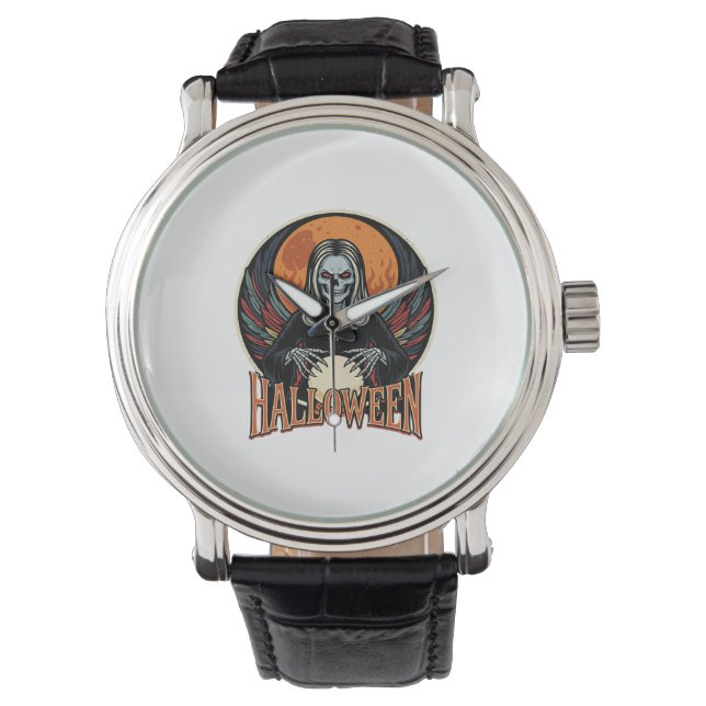 Halloween Gothic Skeleton Fortune Teller Vector Ar Watch (Front)