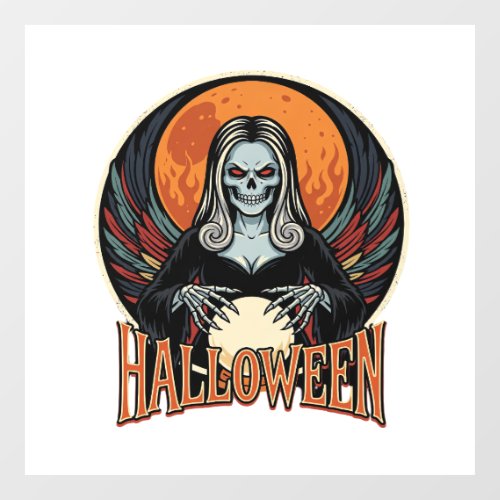 Halloween Gothic Skeleton Fortune Teller Vector Ar Window Cling