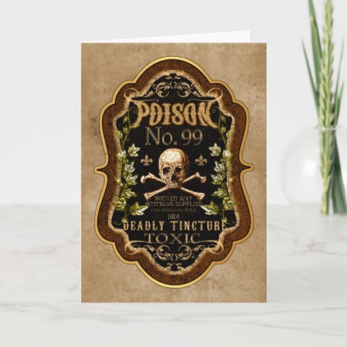 Halloween Gothic Skull And Crossbones Witch Potion Card